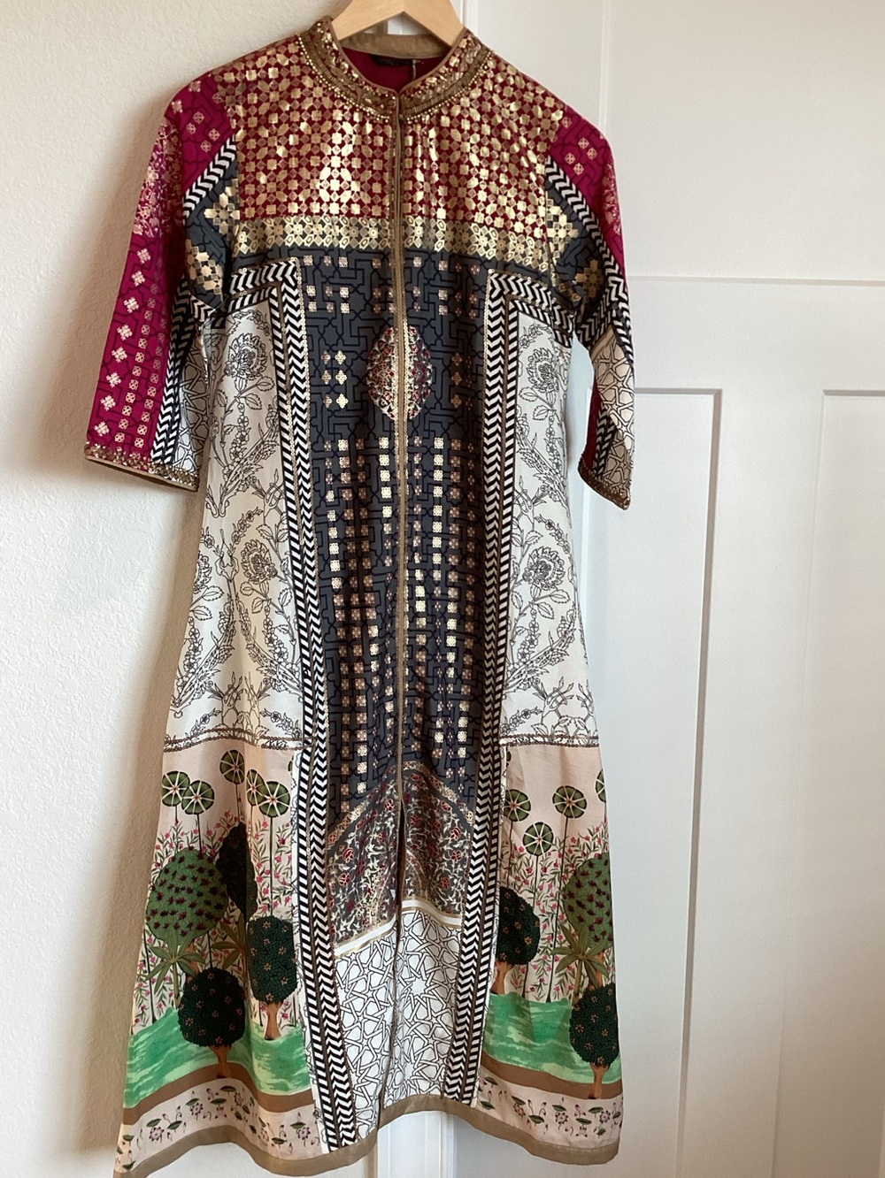 New Indian Kurta Wishful Baburnama Floral Printed Dress Made in India New 8
